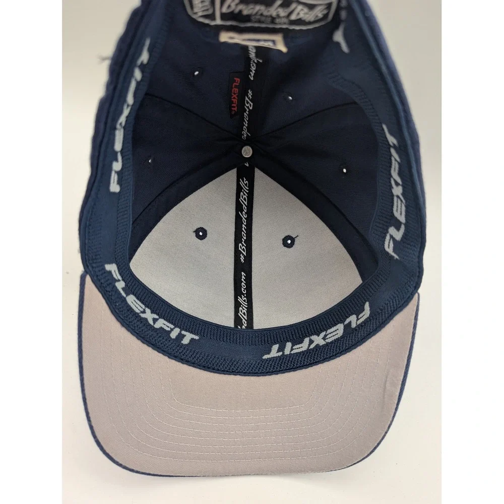 Branded Bills Missouri American Flag Patch Flexfit Hat Navy Blue Style 400 S-M